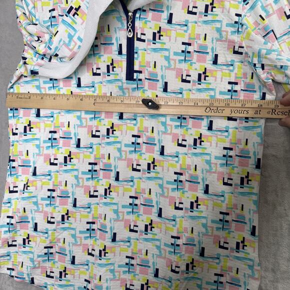 SanSoleil Pullover Womens Large UV 50+ Cooling Long Sleeve Zip Geometric Golf - Picture 7 of 11